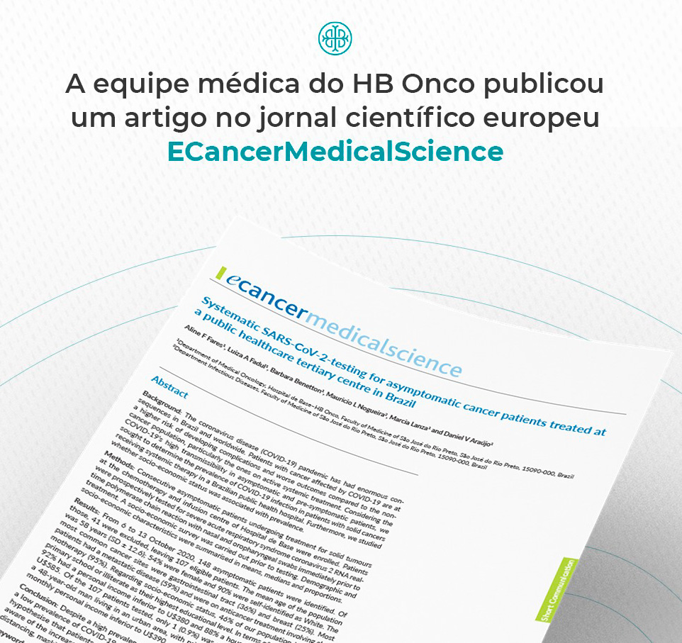 Ilustração da notícia Equipe médica do HB Onco publicou um artigo no jornal científico europeu ECancerMedicalScience.